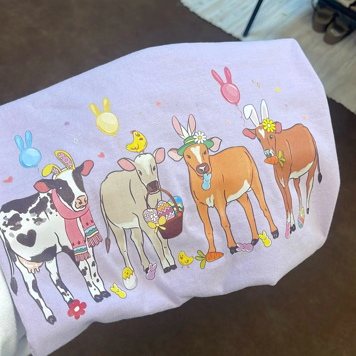 Easter cow crewneck, Western shirt, women's sweatshirt