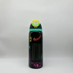 Owala 32oz Neon Graffiti Insulated Bottle Trendy Street Style for Coffee Night Out & Daily Commute Versatile Practical Design  candy  coated life water cups easy drinking tumbler girl capacity holiday use