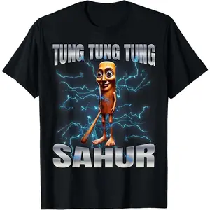 100% Cotton Unisex Tung Tung Tung Sahur T-Shirt Women Graphic Shirts Matching Couple Outfits: The Perfect Gift For Family Or Friends.Special Birthday Gifts For Family And Friends; Suitable For Outdoor Activities And Everyday Wear.