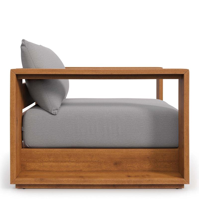 Modway Tahoe Outdoor Patio Acacia Wood Chair in Natural Light Gray