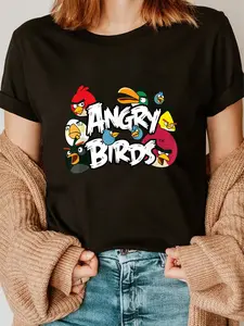 100% Cotton Unisex Angry Birds Classic Official Merchandise T-Shirt Graphic Printed Casual Round Neck T shirt