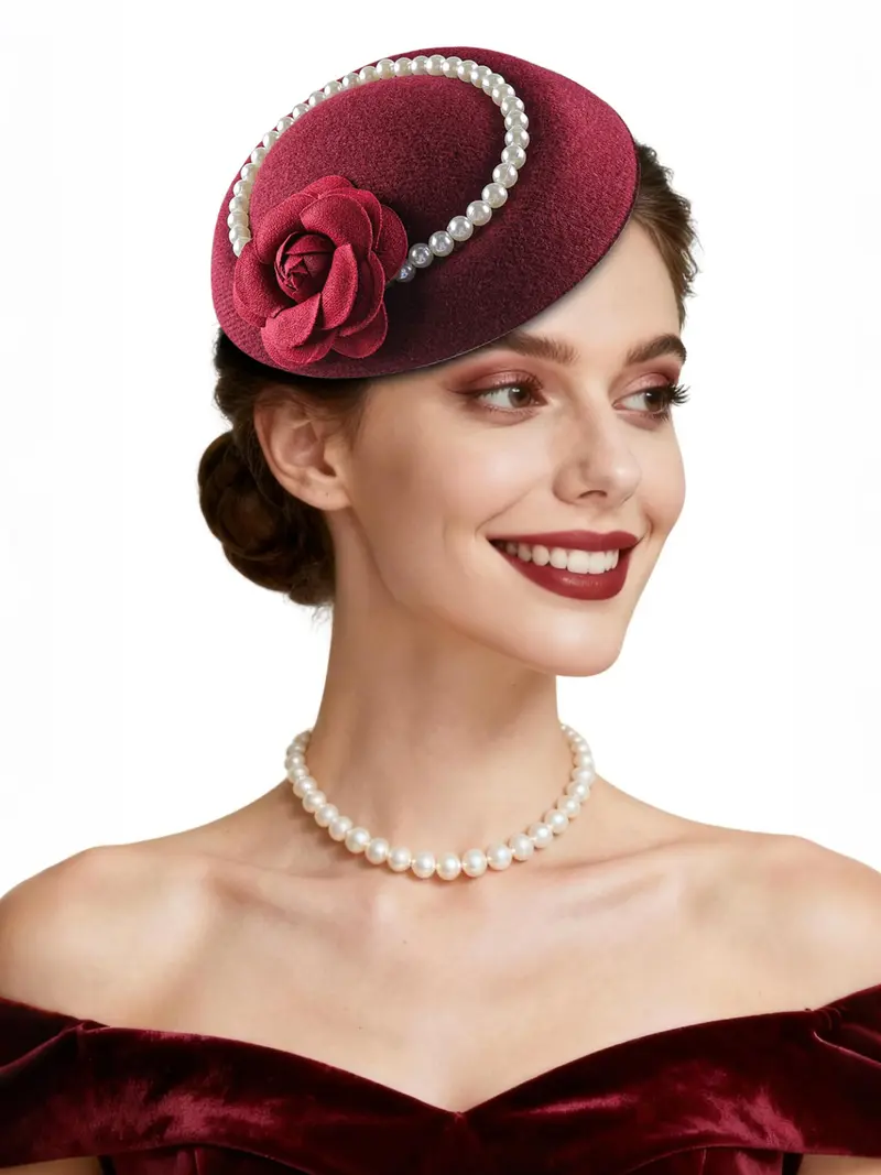 Large Derby Church Fashion Hat Bridal Tea Party Wedding Horse Statement Burgundy Church Derby Hat - Etsy main image 3