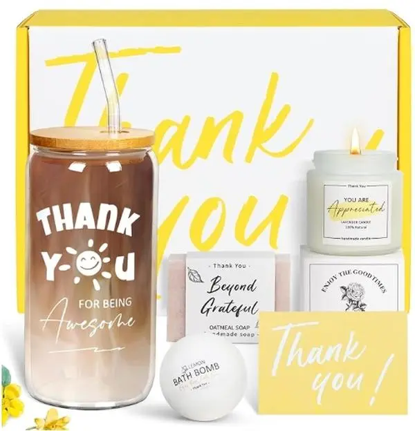 Thank You Gifts for Women, Employee Appreciation Gifts, Thank You for Being Awesome Glass Cup, Farewell Gifts for Coworkers, Appreciation for Teachers Employee Boss with Thank You Cards