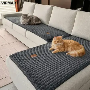 2PC Modern Quilted Velvet Sofa Cushion Set - Square and Striped Pattern Quilted Sofa Cushion, Non-Slip Pet Friendly, Machine Washable, Available in 5 Colors and 3 Sizes for Straight and L-Shaped Sofas, Velvet Sofa Cover