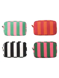 Striped Makeup Bag Corduroy Large Capacity Portable Wash Bag Travel Fashion High Aesthetic Storage Bag, Makeup Pouch, Makeup Organizer Pouch