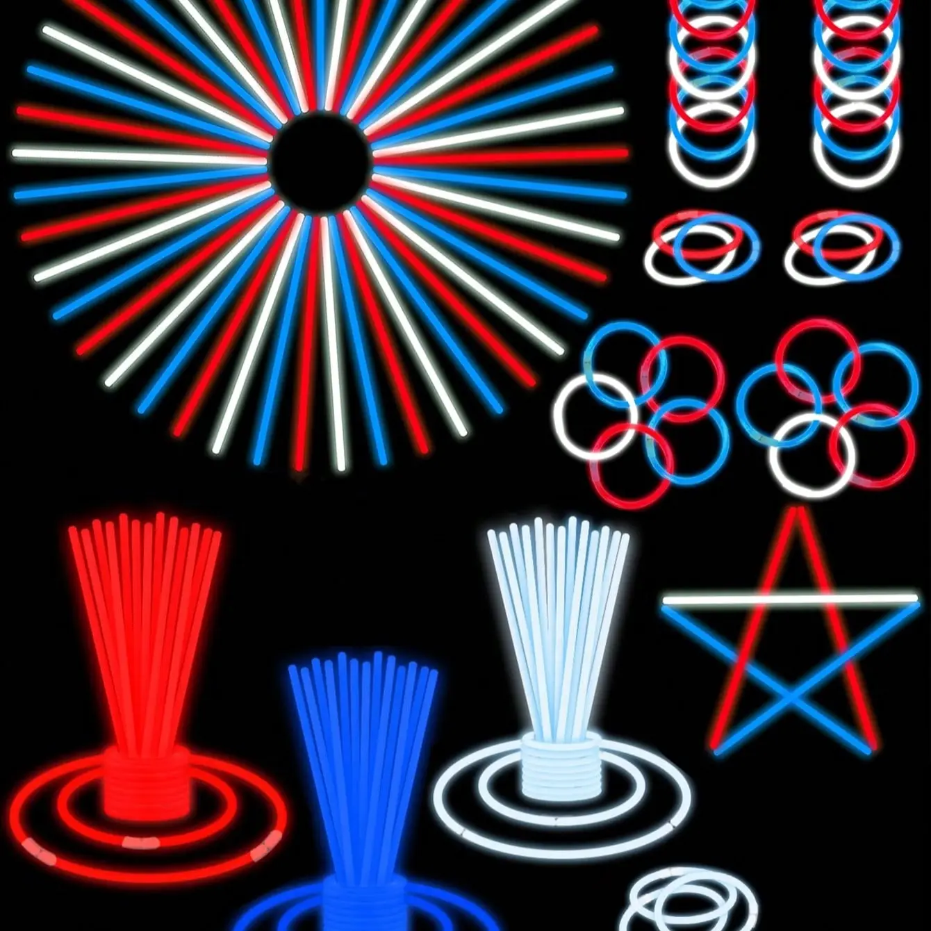 Glow Sticks Party Pack, Disposable Glow Stick, Glowing Party Favors, Ideal for Halloween, Concerts, Music Festivals, Raves, Birthday Parties, Christmas