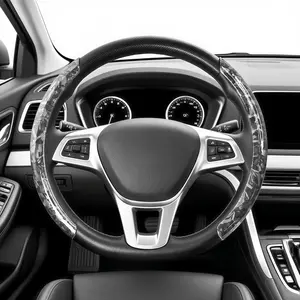 2pcs Car Steering Wheel Booster Cover, Glossy Flower Carbon Fiber Segmented Clip-on Protector Cover Non-Slip, 15" Diameter 37-38 cm Wheel Auto Interiors Accessories Universal For BMW Chevrolet Ford Honda Jeep Nissan Toyota Mercedes-Benz Hyundai Volkswagen