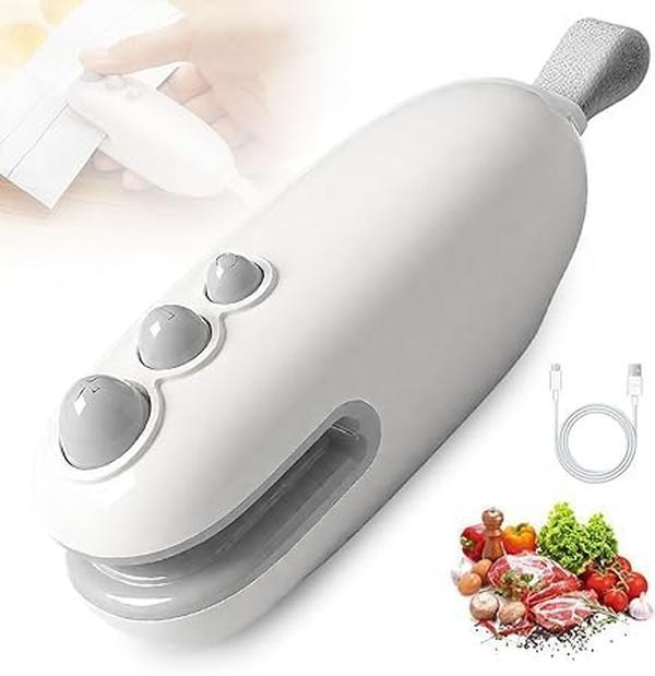 Mini Bag Sealer, 2026 Upgrade 3 in 1 Magnetic Food Sealer, Small 2 in 1 Rechargeable Magnetic Snack Sealer Household Mini, Heat Sealer with Cutter USB Rechargeable