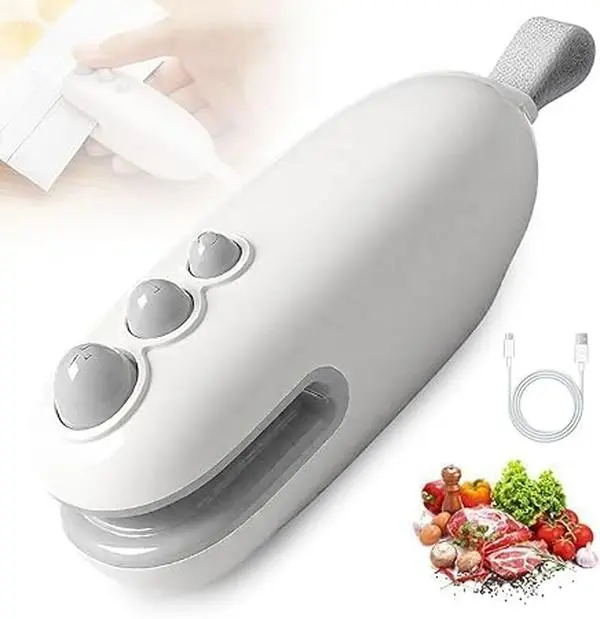 Mini Bag Sealer, 2026 Upgrade 3 in 1 Magnetic Food Sealer, Small 2 in 1 Rechargeable Magnetic Snack Sealer Household Mini, Heat Sealer with Cutter USB Rechargeable