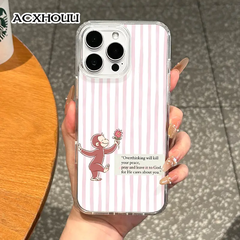 Magnetic Coquette Case for iPhone 17 16 E Pro Max 15 Plus 14 13 12 11 XS XR, Pastel Curious George Flower Quote Design | Shockproof, Girly, Stylish, Silicone, and Trendy Protection