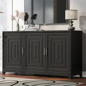 VIBE HAUS TV Stand for TVs Up To 65 Inches Modern Entertainment Center Media Console Cabinet with 2 Spacious Storage Space Solid Wood Legs for Living Room N724P286412B