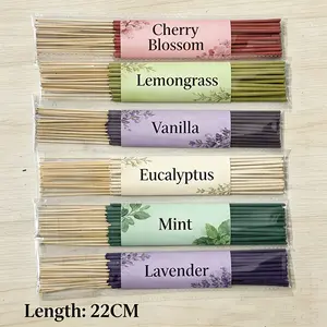 6-Piece Handmade Bamboo Incense Set, Calming Home Fragrance, Various Styles for Different Occasions, Mint, Lemongrass, Eucalyptus, Lavender, Cherry Blossom, Vanilla
