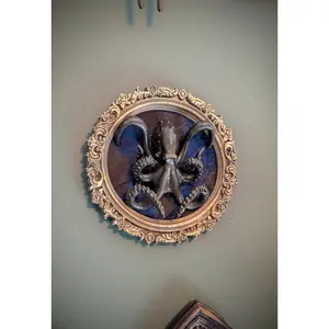 Baroque Octopus Wall Sculpture Gothic Nautical Frame Art Dark Ocean Decor