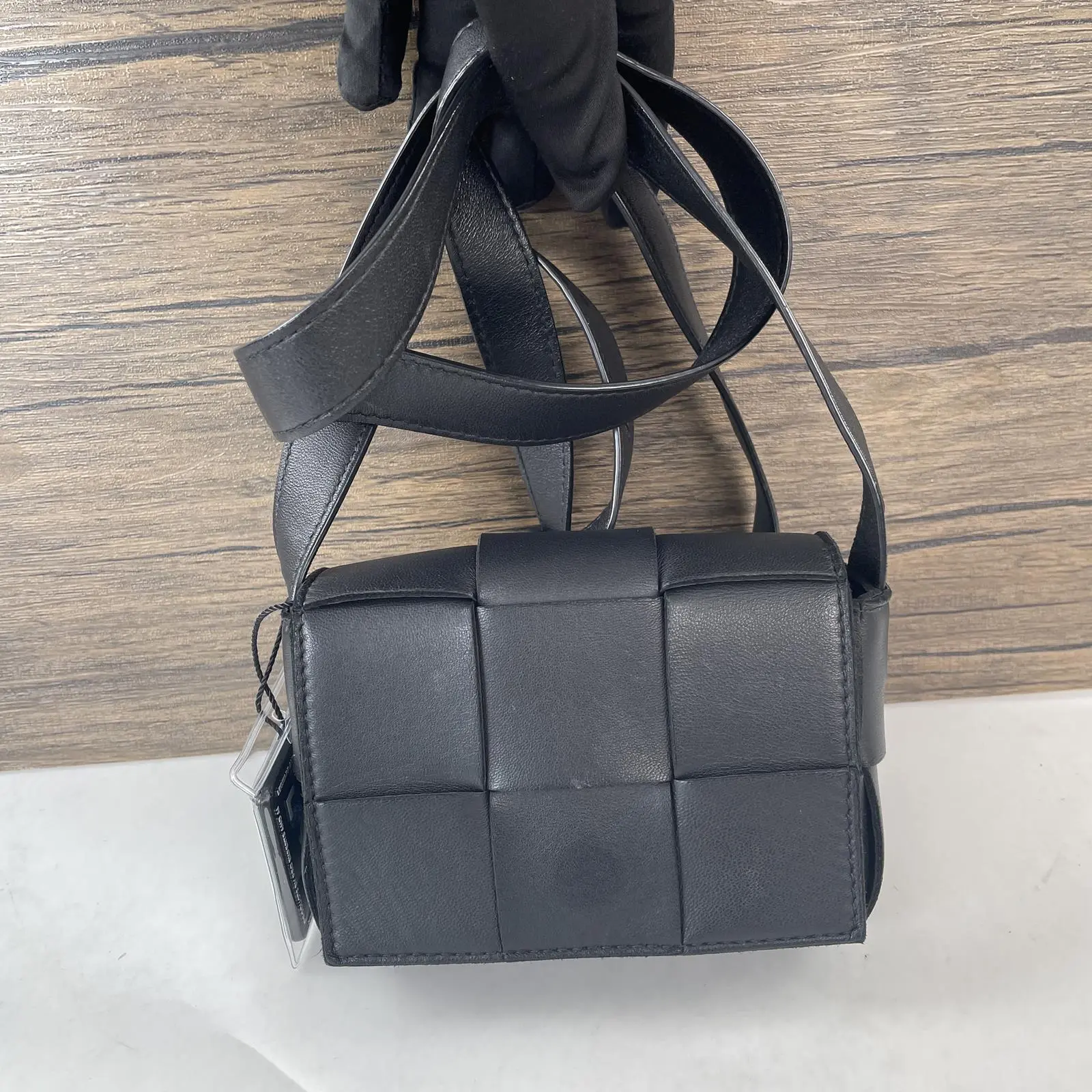 Pre-owned BOTTEGA VENETA leather Crossbody Bags Mini Cassette Crossbody Bag with bag charm