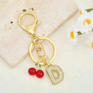 Initial Letter Keychains for Women Men Sparkly Zircon Gold Silver Letter A-Z Bubble Letter Pendant Charm for Key Purse