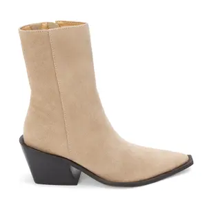 Matisse Womens Cleo Pointed Toe Zippered Casual Boots Ankle Mid Heel 2-3" - Beige