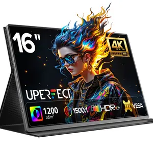 UPERFECT 16 Inches 4K 2.5K Portable Monitor freesync 120HZ 144Hz IPS Display 16:10  Adaptive Sync 100% sRGB HDR, Low Blue Light Anti-Glare, Magnetic Smart Cover Kickstand  Dual USB-C HDMI Plug & Play for MacBook Laptop PS5 Xbox - Ideal for Remote