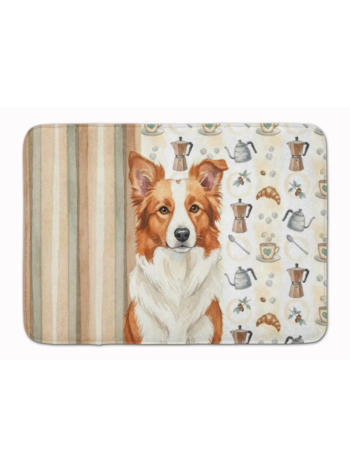 Carolines Treasures WDK7324RUG 19x27 in. Red & White Border Collie Animal-Inspired Dual-Colored Dyed Cushioned Art-Themed Memory Foam Kitchen Mat, Coffee Bar Rug, Animal-Inspired Kitchen Rugs, Art-Themed Kitchen Rugs