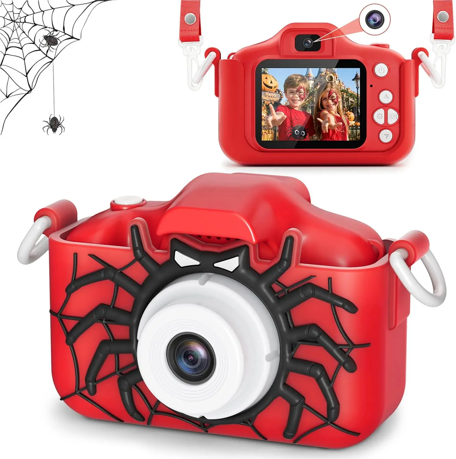Kids Camera for Boys Girls Age 3-10, Selfie Digital Camera with Soft Silicone Case, Rechargeable Toddler Camera with Photo Video Games Music, Portable Toy Camera Gift for Kids | 2-inch screen, selfie lens, filters, frames, games, music, 32GB card