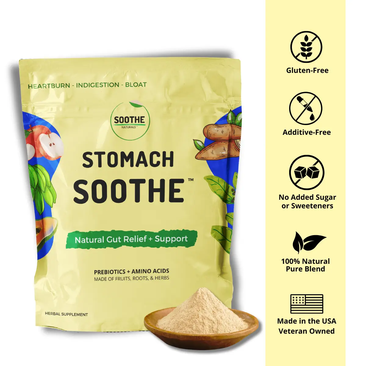 Stomach Soothe - Heartburn, Indigestion & Bloat Relief - 100% Natural Digestive Powder