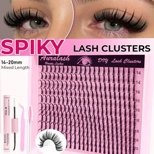 New Spiky Lash Clusters, Manga Doll Eye DIY Eyelash Extensions, 14-20mm Mixed Length False Eyelashes, Defined Spikes, Beginner Friendly, Soft Band, Bigger Eye Look, Easy Apply Cluster Lashes for Women