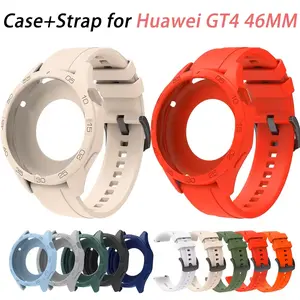 For Huawei Watch GT4 46mm High Quality Silicone Band Compatible Smart Watchband With Super Light Watch Case