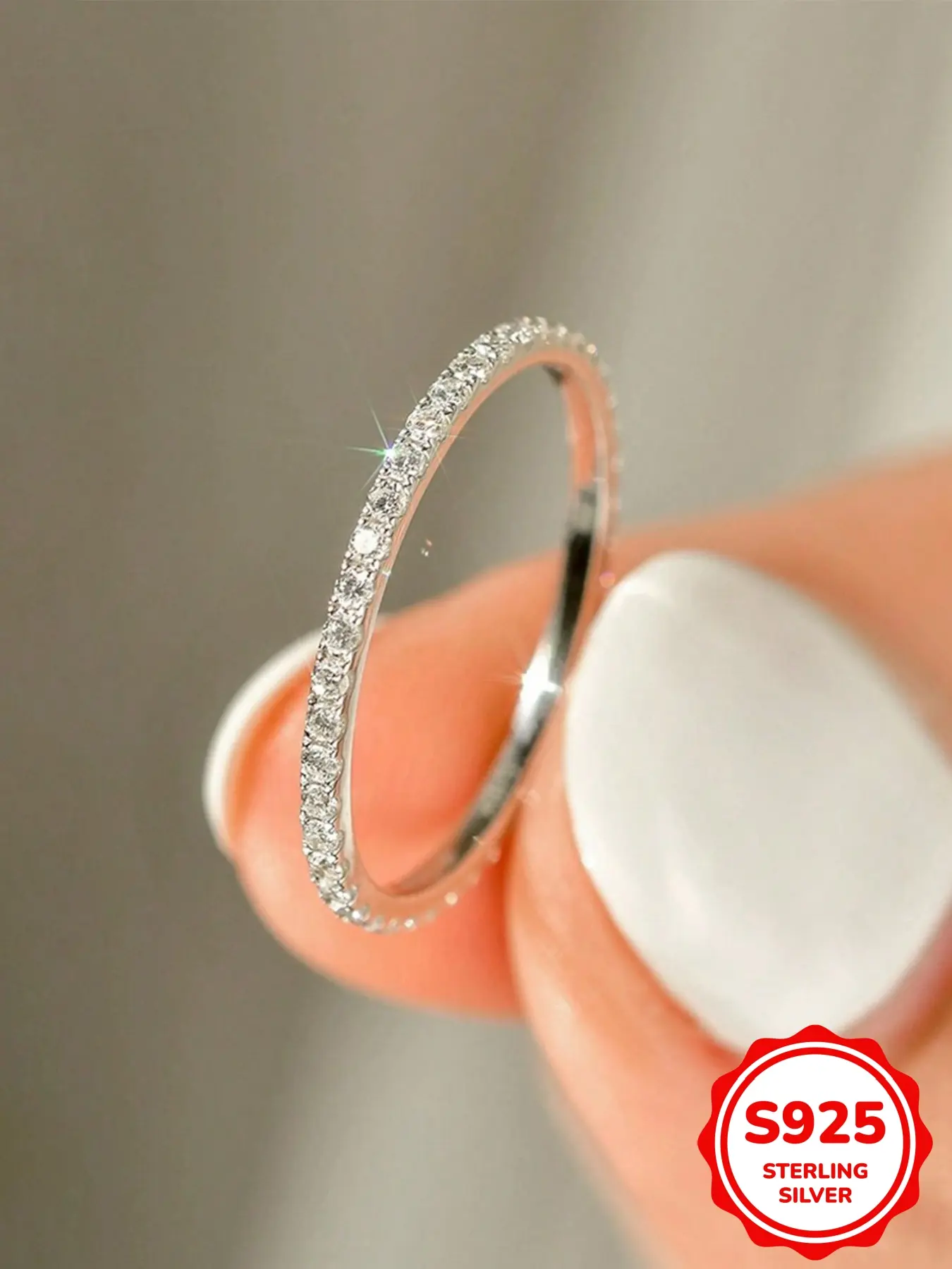 Elegant S925 Silver Color Zirconia for Women, Fashionable Stackable Finger Jewelry, Perfect Daily Wear Accessory, Elegant Fashion Rings, Elegant Everyday Ring