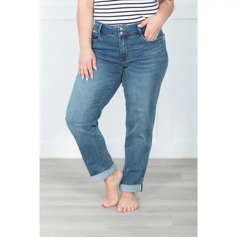 Women's Judy Blue Boyfriend Denim Jeans - Casual Sunday Stroll Style, 14w-24w Fit Pants Including 16w, 18w Sizes