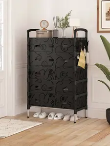 Multi-Layer Dustproof Shoe Rack, High Capacity Storage Shelf with Extendable Brackets & Hooks, Space-Saving Organizer for Hallway, Living Room & Garage