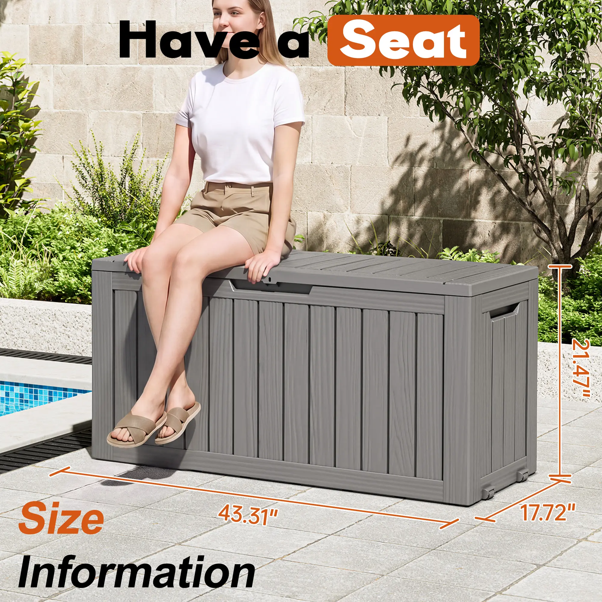 Summervibes LHBCRAFT patiowithriwengo 72 Gallon Waterproof Outdoor Storage Box, Lockable UV Resistant Patio Storage Bench, Storage Bin for Cushions, Toys and Garden Tools