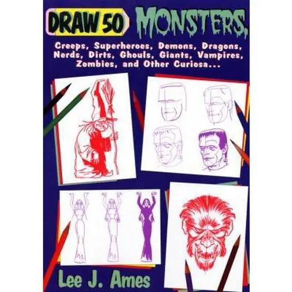 USED Book - Draw 50 Monsters: The Step-by-Step Way to Draw Creeps, Superheroes, Demons, Dragons, Nerds, Ghouls, Giants, Vampires, Zombies, and Other Scary Creatures by Lee J. Ames (Paperback) - english