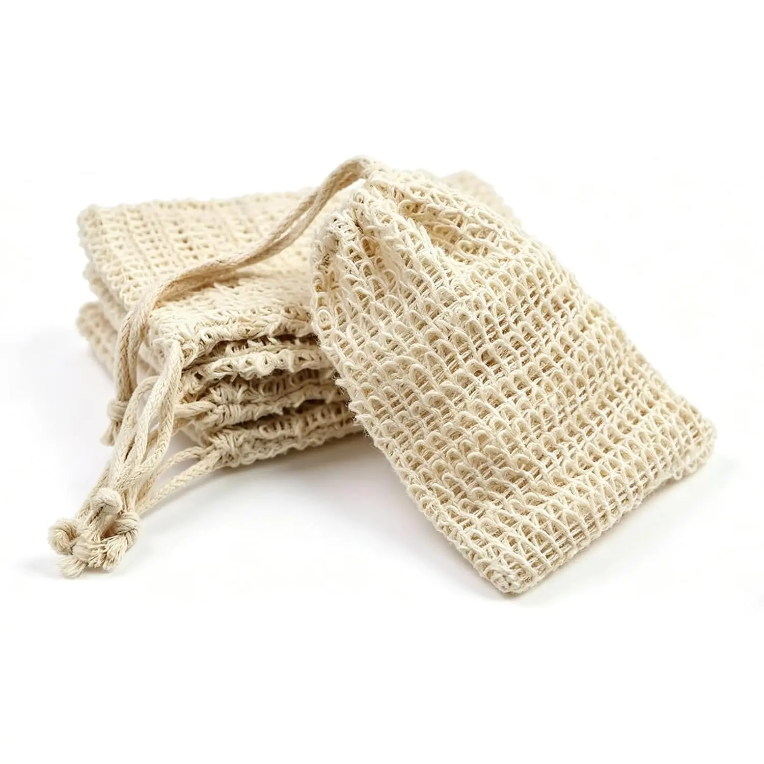exfoliating soap bar saver pouch, 5pcs/set facial cleaning soap foaming net bag with drawstring, bath shower cleaning sponge bag, exfoliating net loofah, bath accessories