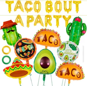 22Pcs Taco Party Decorations Set – Mexican Fiesta Balloons with Cactus, Avocado, Sombrero for Cinco de Mayo Party Supplies