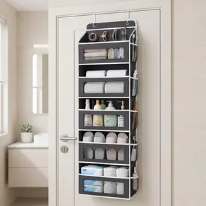 5-Shelf Over the Door Organizer with Side Mesh Pockets, Heavy Duty Hanging Storage for Bathroom Closet Bedroom - No Drill Needed over the door organizer with side pockets