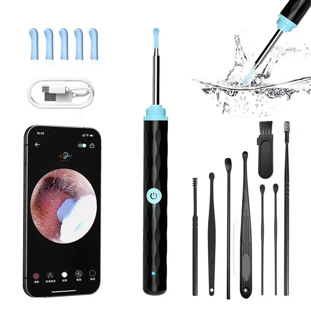 Ear Wax Removal Tool with Camera & Light - 360° Wide Angle,7Counts Ear Cleaning Kit for iOS & Android-Perfect for Birthday, Christmas Gifts, Includes
