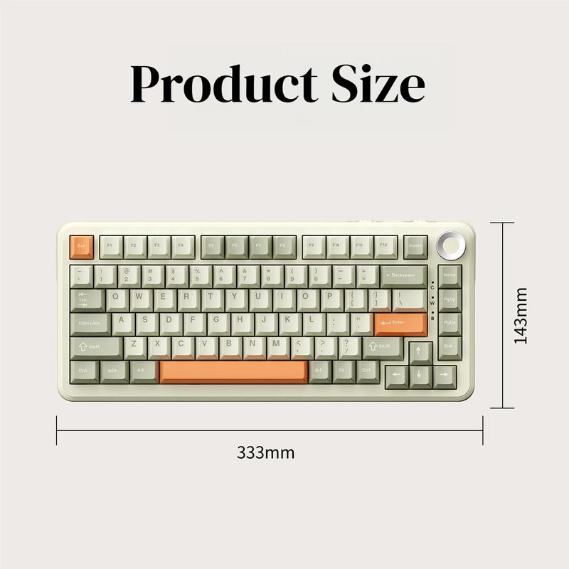 Ajazz AK820 Max Tri-Mode Mechanical Keyboard 2.4G Wireless Bluetooth USB-C 75% 82 Key Compact Layout 8000mAh Battery Hot-Swappable Gasket Mount PBT Keycaps RGB Backlit Metal Knob Fish Switch Grey Durable Keyboard Boyfriend Gift Valentine  keyboard