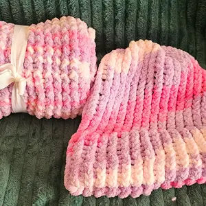 Pink and Purple Infinity scarf and Beanie