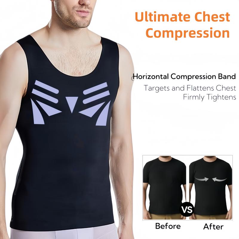 【TechXPhy】【APEX】 Men's Advanced Compression Tank – Ultimate Chest Flattening + Core Sculpting | Seamless Ice-Silk | Gyno / Moobs Support | Upper Body Shaper—advanced compression tank/gyno support shirt/moobs flattening top/high compression shapewear men