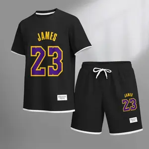 Men's Player No. 23 Print Waffle Fabric Short-Sleeved Shirt And Shorts Set