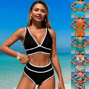 Swimsuit Edge Printed Bikini Suit Sports Split Swimsuit Women