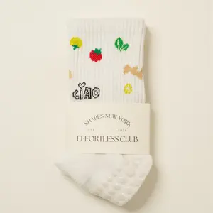 Effortless Club Grip Socks, Italian Vacay Vibes, Crew Pilates Socks, Non-Slip Socks, Barre, Yoga Socks