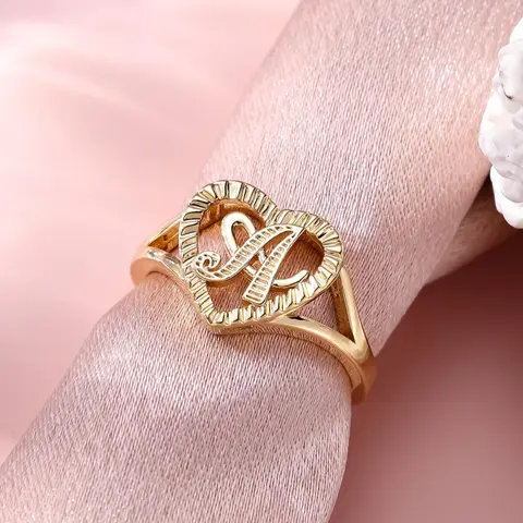 【Black Friday】Heart & Letter Design Fashion Cuff Ring Set, Adjustable Stackable Alphabet Rings, Gift for Women & Girls