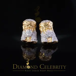 Diamond Celebrity's 0.50ct Diamond 925 Sterling Silver Yellow for Men's & Women Stud JESUS Earrings