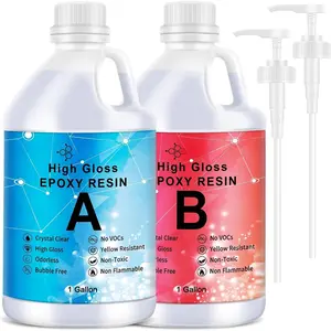 Epoxy , High Gloss 2 Gallon Epoxy   Clear Self-Leveling Casing  and Hardener Kit for  Making, Table Top,  and Mold Crafts
