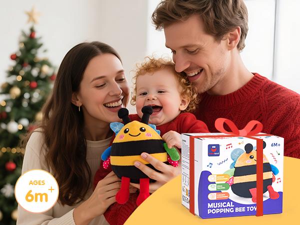 hahaland Baby Toy for 6-12 Months – Crawling Musical Dancing Bouncing Learning Bee Plush,Abeja que baila/Abeja que canta/ Interactive,48 Songs & Repeat what you say,Tummy Time Toy infant toy for Birthday 0-3 Months/6-12 Months Easter Basket Stuffers