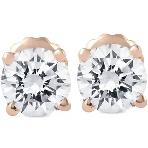 3/4 cttw Diamond Studs 14k Rose Gold Screw Back Studs