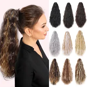 Long Claw Highlight Ponytail Extension 20" Multi Layered Fluffy Thick Wavy Curly Hair Piece Ponytail Jaw Clip in Pony tails Hair Extension Natural Synthetic Hairpiece for Women