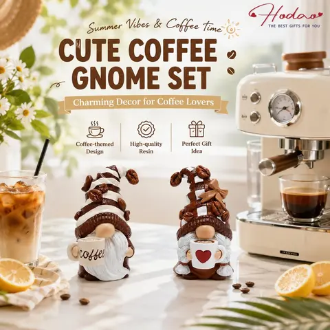 Hodao 2026 Summer Colorful Resin Collectible Gnome Figurine Set - Collectible Statues, Artificial Resin Statues, 4th of July Home Decor, Coffee Bar Topper