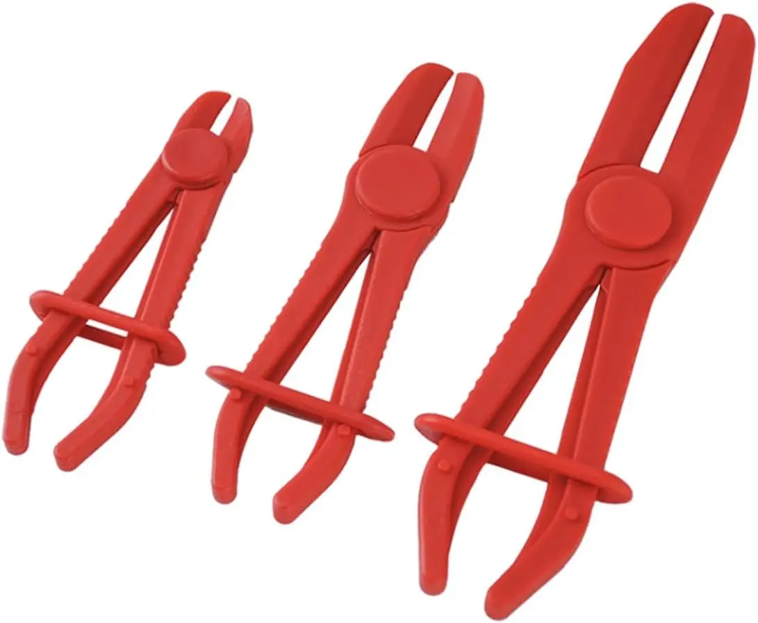 3 Pack Plastic Hose Pinch Off Pliers Line Clamp Pliers Set Tool for Automotive Flexible Hoses, Gas Lines Radiator  Coolant and  Lines (Red)
