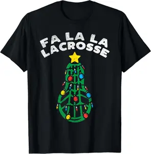 100% Cotton Fa La Lacrosse Funny Christmas Lax Player Goalie Team Gift T-Shirt